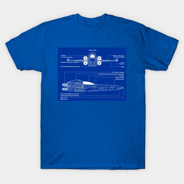 Headhunter Fighter Blueprint T-Shirt by Starbase79